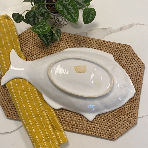 Glazed White Ceramic Fish Platter Made in Portugal - Picture 8 of 12